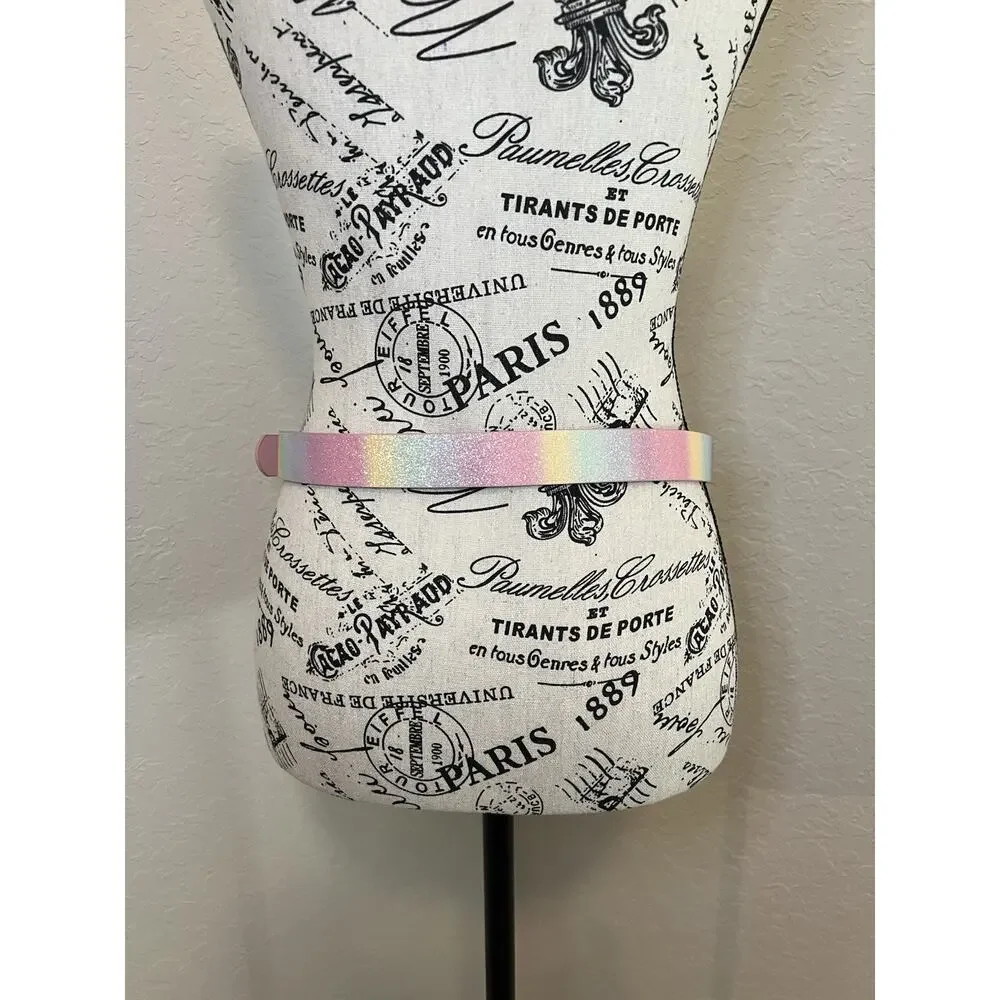 Girls Pastel Rainbow Heart Buckle Glittery Belt Glitter Kids Colorful Fun